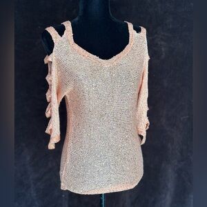 Arden B Coral Sequin Top